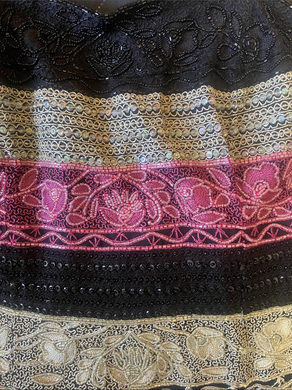 Laurence Kazar Black Camisole with Pink and Gold Embroidered Bands - Picture 3 of 4